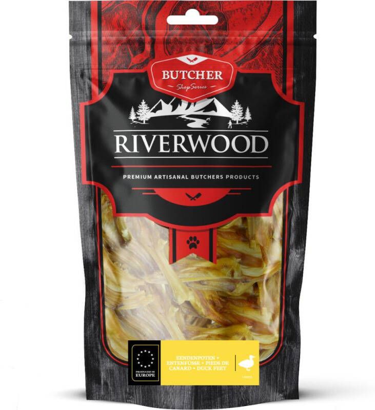 Riverwood Butcher Shop Series Eendenpoten Hondensnack Eend Zak 200 gram