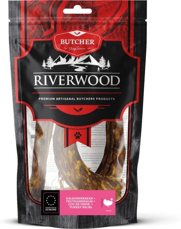 Riverwood Butcher Shop Series Kalkoennekken Hondensnack Kalkoen Zak 200 gram