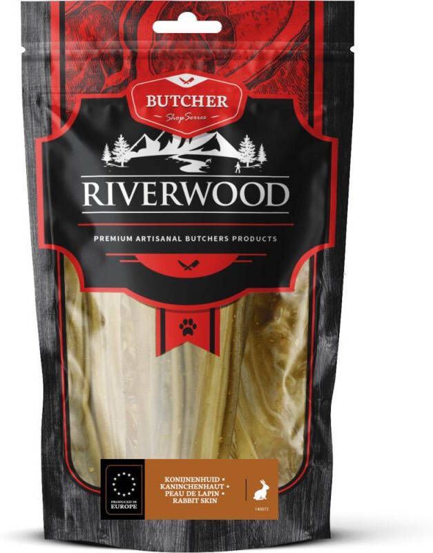 Riverwood Butcher Shop Series Konijnenhuid Hondensnack Konijn Zak 150 gram