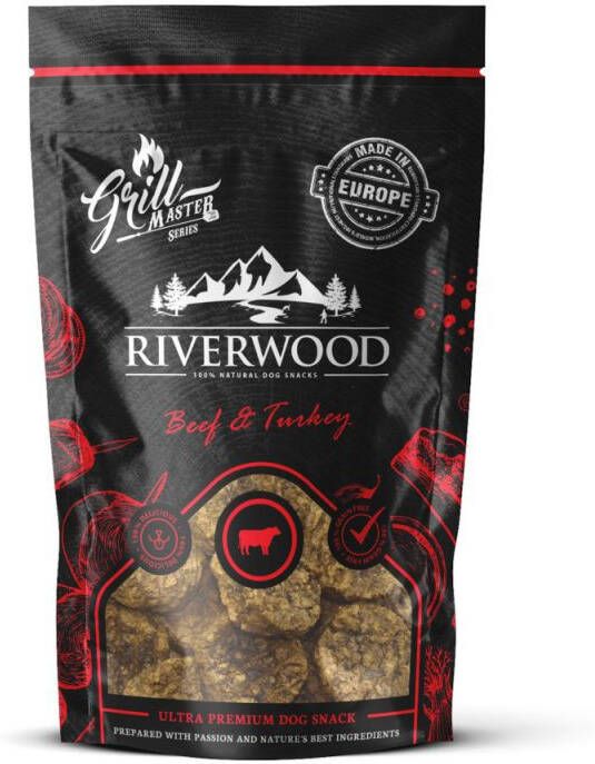 Riverwood Grillmaster Series Hondensnack Kalkoen Rund Zak 100 gram