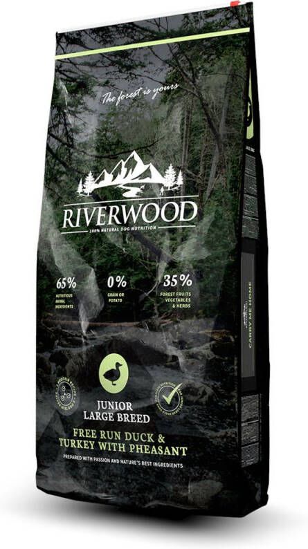 Riverwood Junior Large Breed Hondenvoer Eend Kalkoen 12 kg