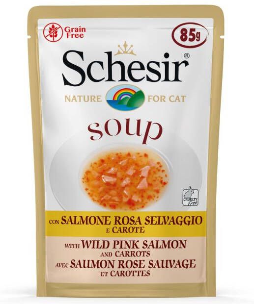 Schesir Soup Kattenvoer Zalm Wortel 85 gram