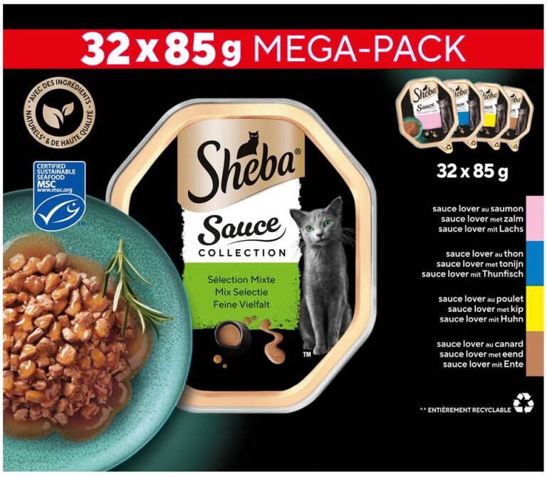 Sheba Sauce Collection Mega-Pack Kattenvoer Zalm Tonijn 2 72 kg