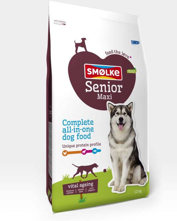 Smolke Senior Maxi Hondenvoer Kip Lam 12 kg