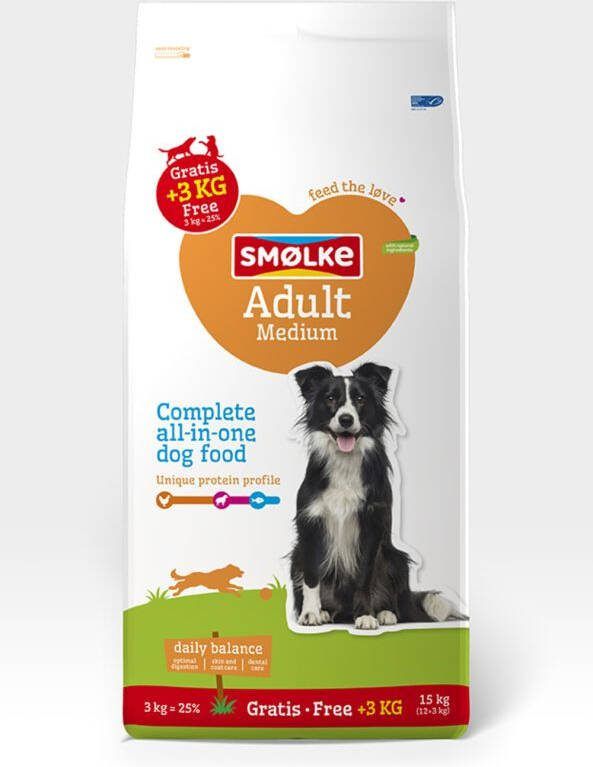 Smolke Smølke Adult Medium Bonusbag Hondenvoeding 12+3kg