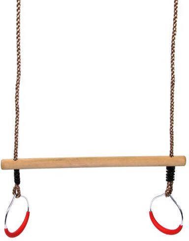 Swing King Hout Metaal Trapeze met ringen Rood