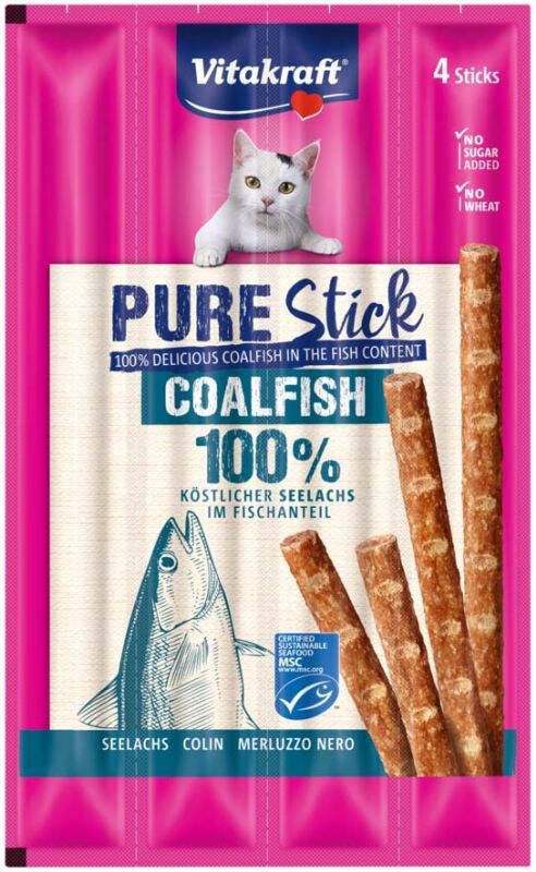 Vitakraft Pure Sticks Kattensnack koolvis 4 stuks