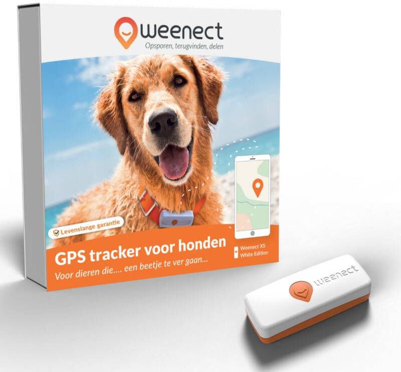 Weenect Hond wit GPS Tracker Wit Oranje Kunststof XS 6 0x2 4x1 5 cm