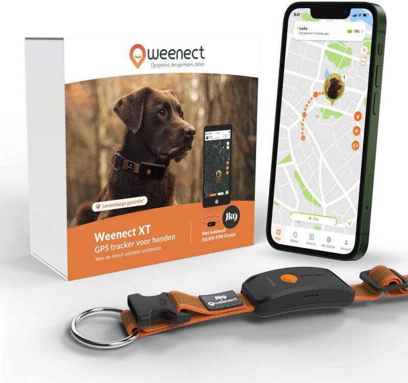 Weenect XT Halsband met GPS tracker Oranje