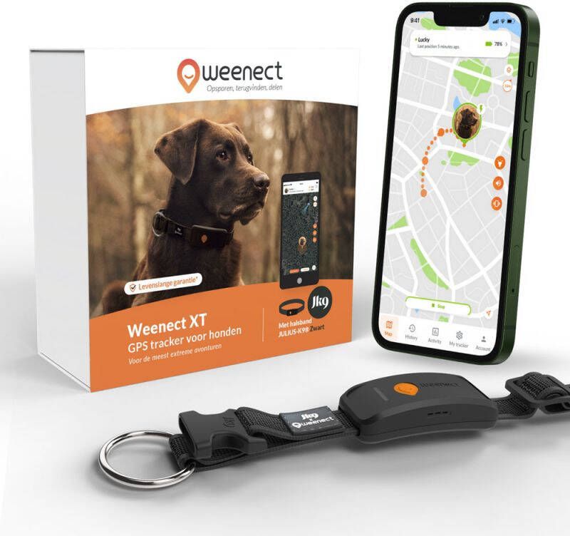 Weenect XT Halsband met GPS tracker Zwart