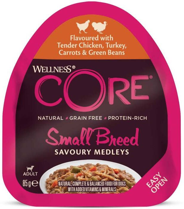 Wellness Core Small-Breed Savoury Medleys Hondenvoer Kip Kalkoen 85 gram