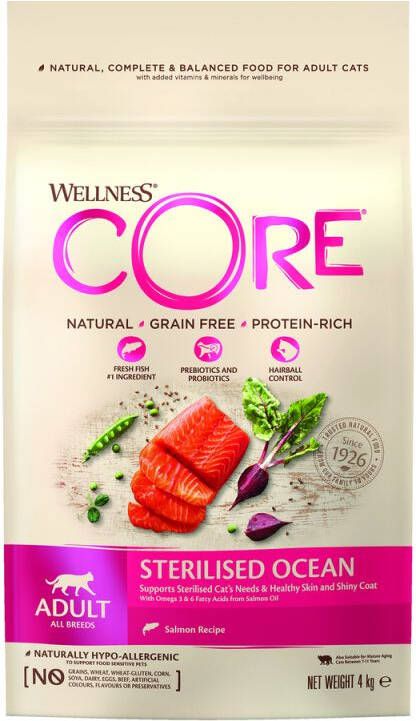 Wellness Core Sterilised Ocean Adult Kattenvoer Zalm 4 kg