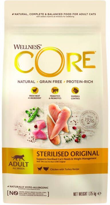 Wellness Core Sterilised Original Adult Kattenvoer Kip Kalkoen 4 kg