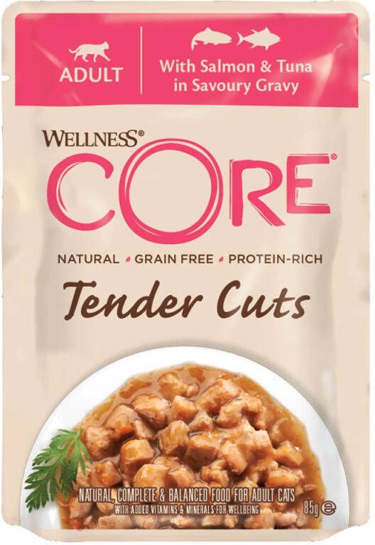 Wellness Core Tender Cuts Kattenvoer Zalm Tonijn 85 gram