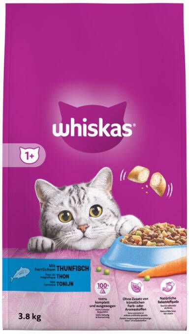 Whiskas 1+ Adult Droge Brokjes Kattenvoer Tonijn 3 8 kg