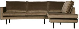 BePureHome Hoekbank 'Rodeo' Rechts Velvet kleur Taupe