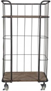 BePureHome Giro Trolley Klein Metaal Hout Grijs 88x47x37