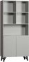 WOOOD Rek Carve Staande plank met 2 deuren met open vakken 2 deuren h 200 cm x b 90 cm - Thumbnail 3