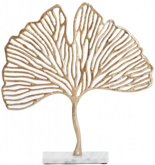 Light & Living Deco Beeld Leaf Goud Marmer|steen