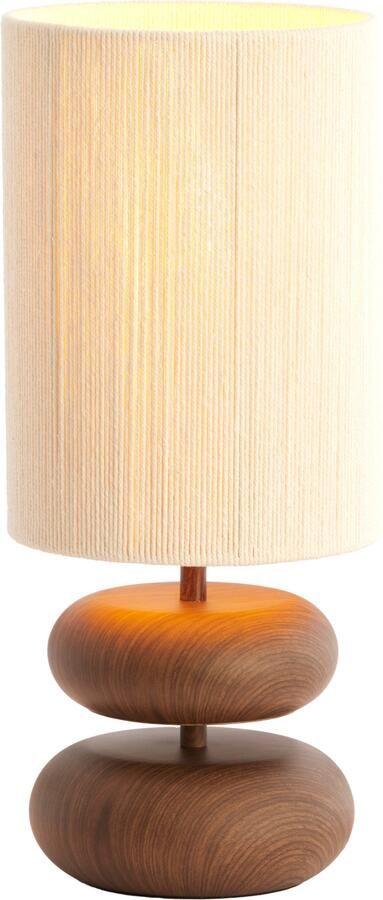 Light & Living Tafellamp Danialo Touw en houtlook 50cm Donkerbruin Rond