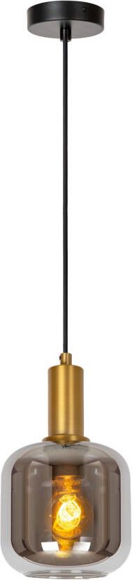 LUCIDE Hanglamp Joanet Messing Rookglas ⌀16cm E27