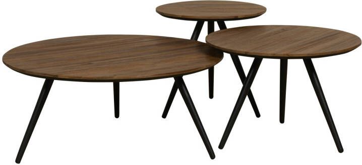 Woonexpress Salontafel (set Van 3) Saint Flour Bruin|Hout Noten Hout