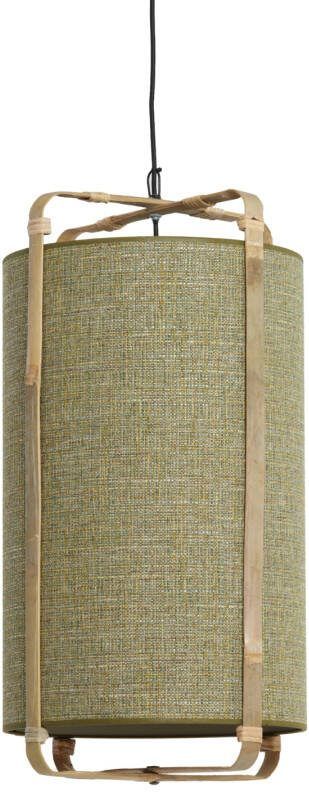 Light & Living Light&living Hanglamp Ø32x60 cm SENDAI groen+bamboe naturel