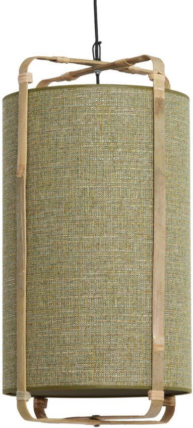 Light & Living Light&living Hanglamp Ø42x70 cm SENDAI groen+bamboe naturel
