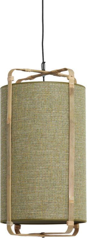 Light & Living Light&living Hanglamp Ø27x56 cm SENDAI groen+bamboe naturel