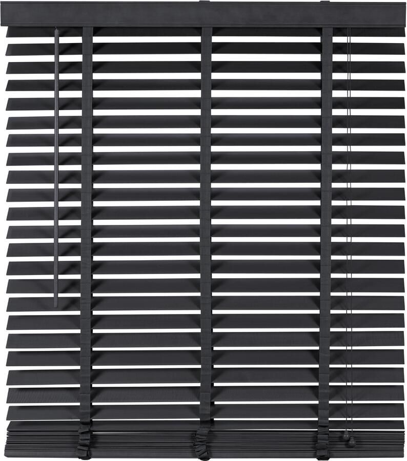 Woonexpress Houten Jaloezie Zwart 100 x 130 cm (BxH) Lamelbreedte: 5 cm met Bedieningskoord en Draaistang