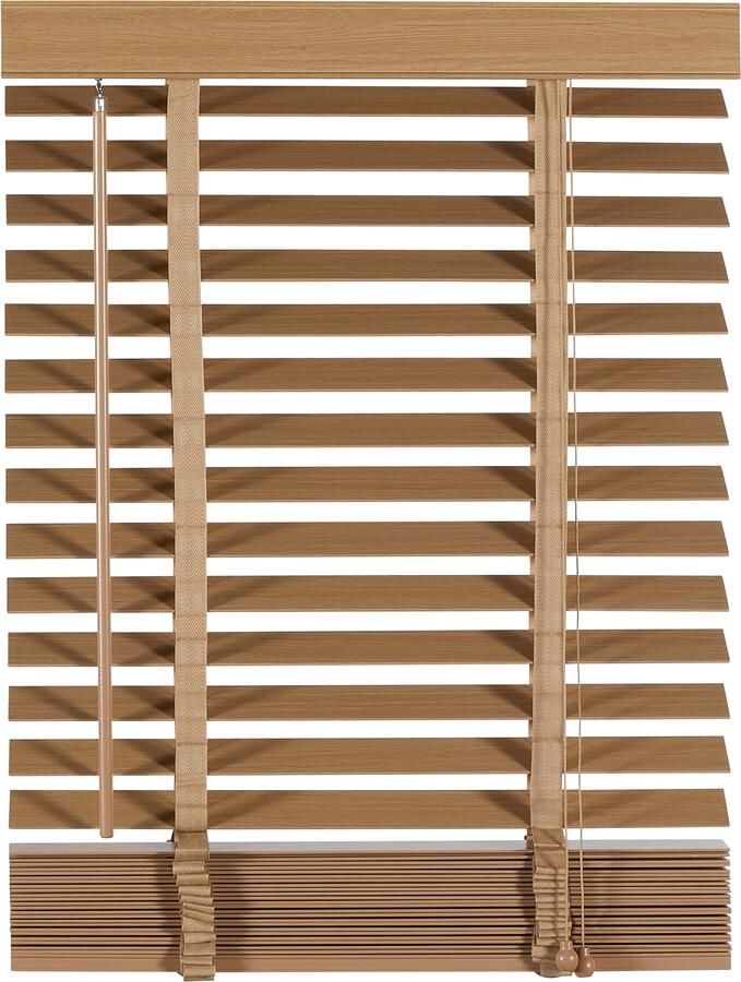 Woonexpress Houten Jaloezie Naturel 60 x 210 cm (BxH) Lamelbreedte: 5 cm met Bedieningskoord en Draaistang
