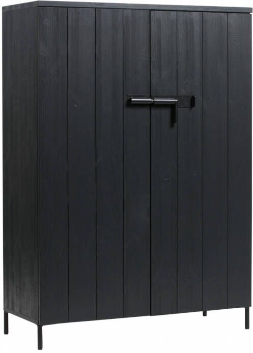 WOOOD | Bruut 2-drs Kast Grenen Geborsteld Diep Zwart | Woonkamer meubels | BergkastKast - Foto 8