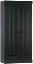 Woood Connect Kledingkast H 195 x B 94 x D 53 cm Lades Plank en Roede Zwart - Thumbnail 2