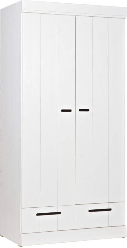 WOOOD | Connect 2 Drs Lade Strokendeur Wit | Slaapkamerkasten | KledingkastLinnenkast - Foto 3