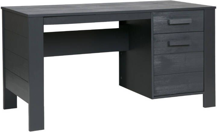 WOOOD Dennis Bureau Grenen Geborsteld Staal Grijs 74x141x59 - Foto 5