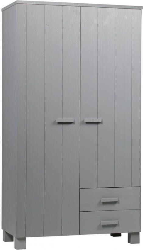 WOOOD | Dennis Kast Met Laden Grenen Betongrijs Geborsteld | Slaapkamerkasten | KledingkastLinnenkast - Foto 9