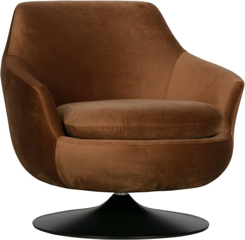 WOOOD Exclusive Jada Draaifauteuil Fluweel Bruin 78x79x82