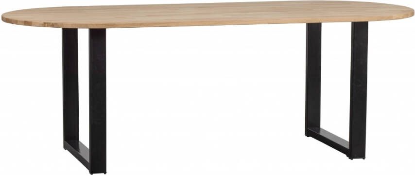 WOOOD Tablo Tafel Ovaal met U-Poot Eiken Metaal Onbehandeld 75x220x90 - Foto 4