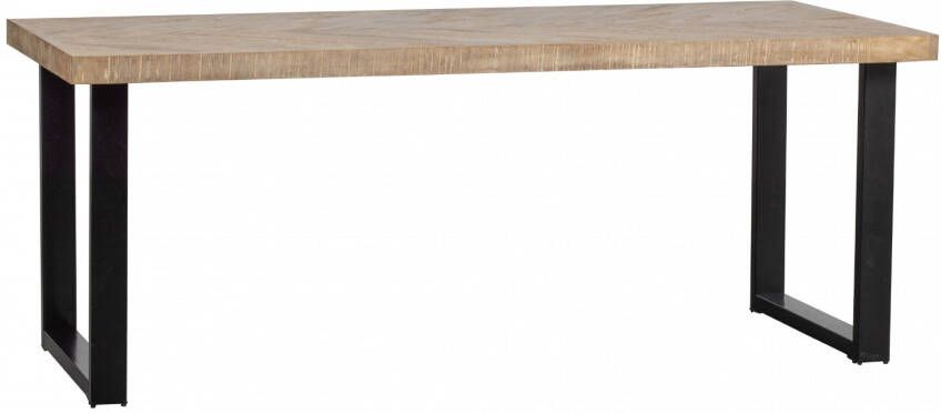 WOOOD Eettafel 'Tablo' Mangohout Visgraat met U-poot 200 x 90cm - Foto 5